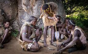 Hadzabe Tribe traditional fire making demonstration near Lake Eyasi Tanzania