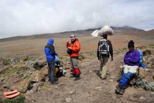 Lemosho Route trail on Mount Kilimanjaro during guided expedition in Tanzania